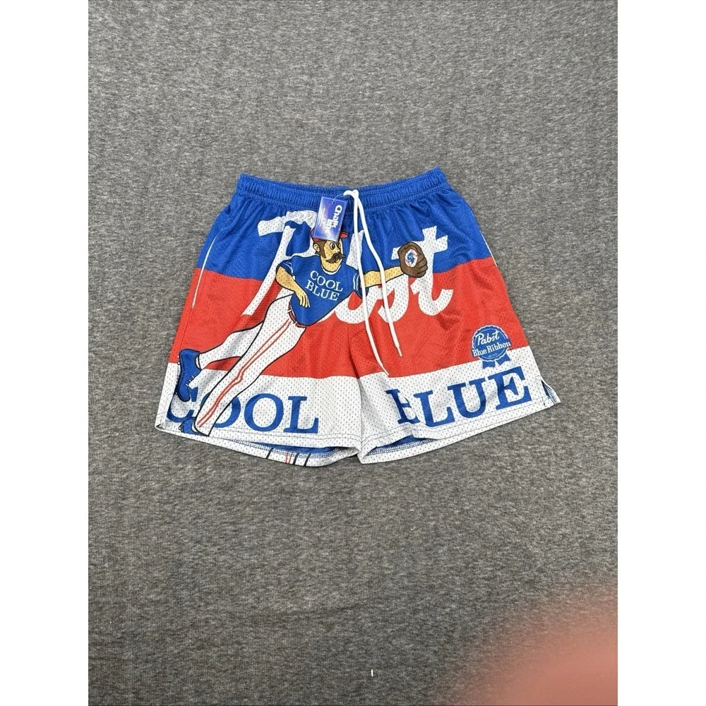 Chalk Line Pabst Blue Ribbon Cool Blue Mesh Shorts Mens Small NWT Rare Limited